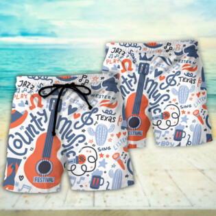 Guitar Country Music Festival Elements - Beach Short - Owl Ohh - Owl Ohh
