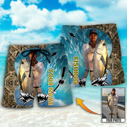 Fishing Blue Water Cool Custom Photo Personalized - Beach Short - Owl Ohh - Owl Ohh