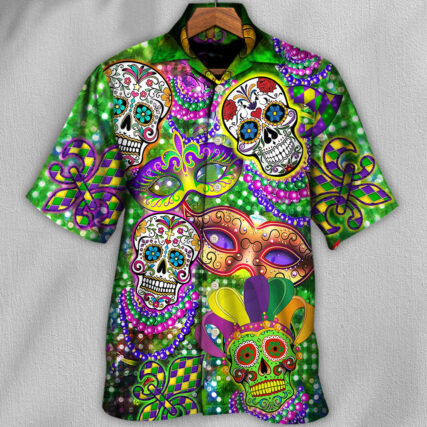 Skull Mardi Gras - Hawaiian Shirt - Owl Ohh - Owl Ohh