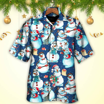 Christmas Happy Snowman Xmas - Hawaiian Shirt - Owl Ohh for men and women, kids - Owl Ohh