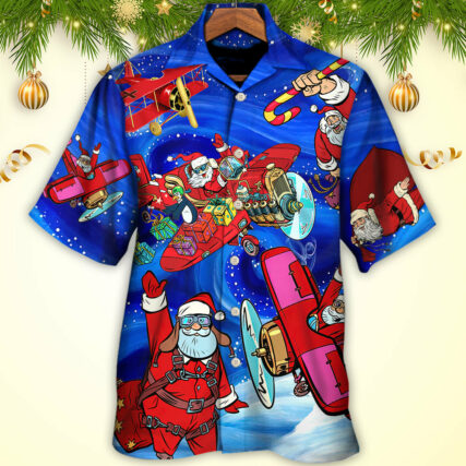 Christmas No Reindeer Any More Santa Loves Airplane Magic Night - Hawaiian Shirt - Owl Ohh for men and women, kids - Owl Ohh