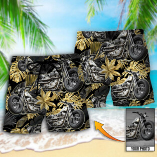 Bobber Motorcycle Tropical Vibe Custom Photo - Beach Short - Owl Ohh - Owl Ohh