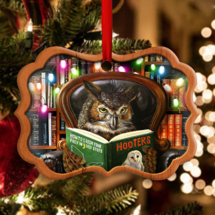 Christmas Funny Owl Lover Book Library Light Decor Tree Hanging - Horizontal Ornament - Owl Ohh - Owl Ohh