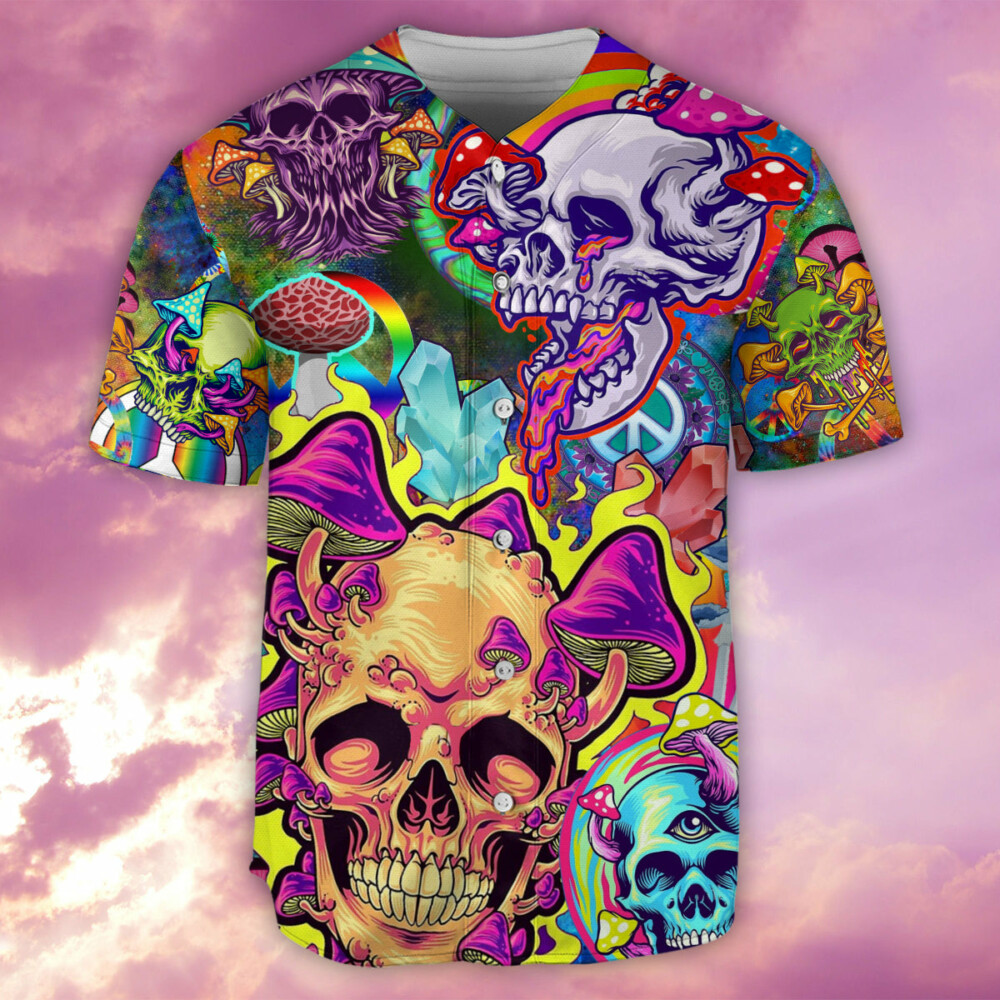 Skull Rainbow Smile - Baseball Jersey - Owl Ohh - Owl Ohh