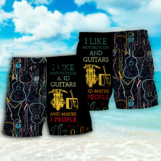 Guitar I Like Motorcycle And Guitar - Beach Short - Owl Ohh - Owl Ohh