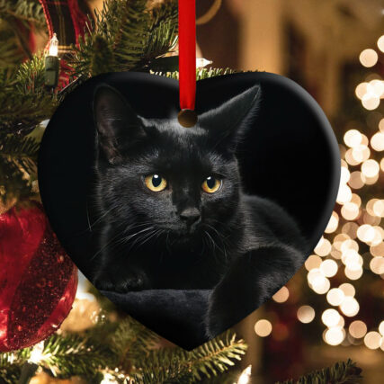 Black Cat Lover Kitty - Heart Ornament - Owl Ohh - Owl Ohh