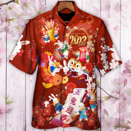 Chinese Lunar Year Rabbit Happy New Year 2023 - Hawaiian Shirt - Owl Ohh for men and women, kids - Owl Ohh
