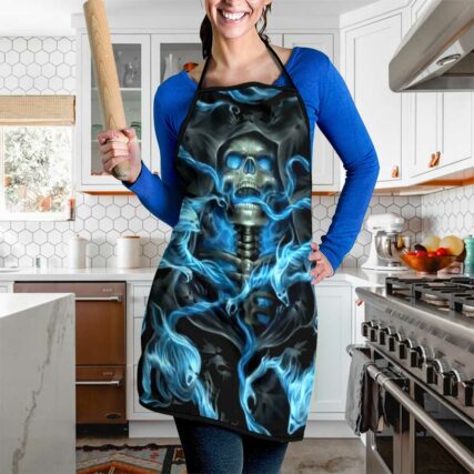 Skull Black Ground Thunder - Adjustable Apron - Owl Ohh - Owl Ohh