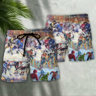 Ice Hockey Colorful Night - Beach Short - Owl Ohh - Owl Ohh