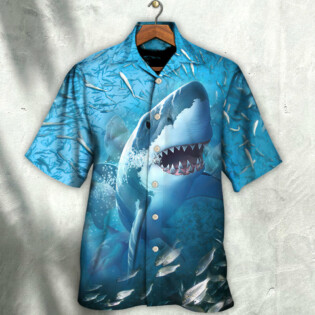 Shark Swims Through Baitfish Shoal - Hawaiian Shirt - Owl Ohh for men and women, kids - Owl Ohh