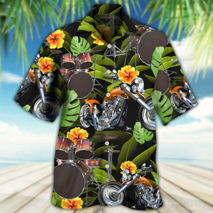 Drum Motorcycles I Like Motorcycles And Drums - Hawaiian Shirt - Owl Ohh - Owl Ohh