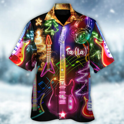Christmas Guitar Tree Happy Glow Light Style - Hawaiian Shirt - Owl Ohh - Owl Ohh