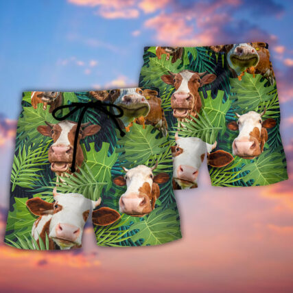 Cow Face Troll Funny Lover Cattle Tropical Style - Beach Short - Owl Ohh - Owl Ohh