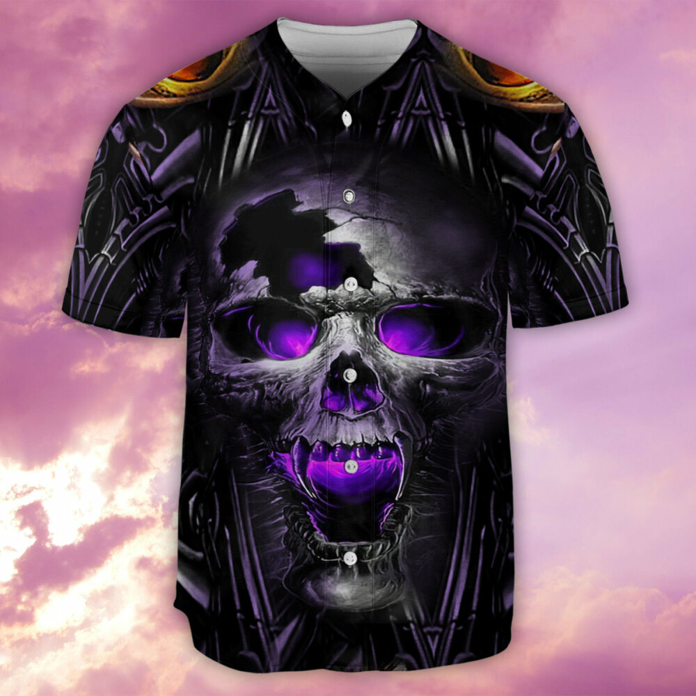 Skull Hello Darkness Smile - Baseball Jersey - Owl Ohh - Owl Ohh