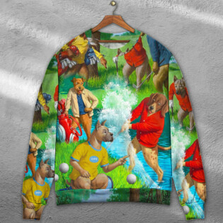 Golf Dog Cool Lover Golf Art Style - Sweater - Ugly Christmas Sweaters - Owl Ohh - Owl Ohh