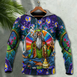 Hippie Peace Sign Old Man Smoking Weed - Hoodie - Owl Ohh - Owl Ohh
