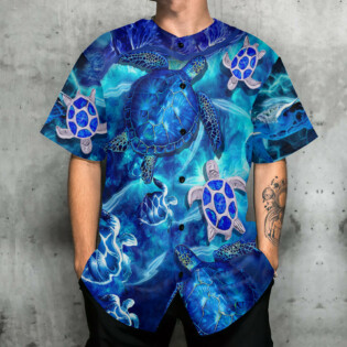 Turtle Go With The Flow In Ocean - Baseball Jersey - Owl Ohh - Owl Ohh