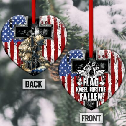 Veteran Stand For The Flag Kneel For The Fallen - Heart Ornament - Owl Ohh - Owl Ohh