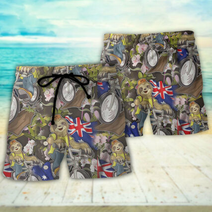 Solth Australia Sloth Ride Cycling Art - Beach Short - Owl Ohh - Owl Ohh