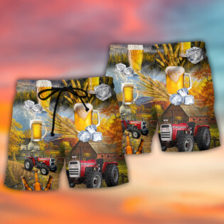 Beer And Tractor Autumn Farm Life - Beach Short - Owl Ohh - Owl Ohh