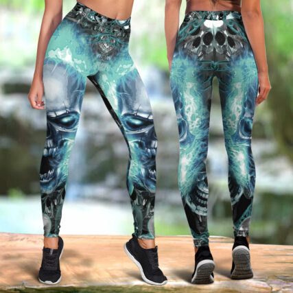 Skull Blue Flame Screaming - Legging - Owl Ohh - Owl Ohh