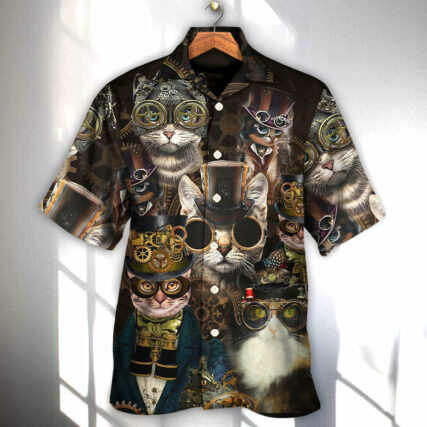 Cat Steampunk Art Machines Lover - Hawaiian Shirt - Owl Ohh - Owl Ohh