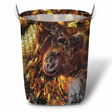 Skull Motorcycle Racing Fast Fire - Laundry Basket - Owl Ohh - Owl Ohh