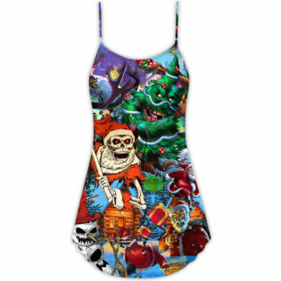 Christmas Skull And Xmas Scary - V-neck Sleeveless Cami Dress - Owl Ohh - Owl Ohh