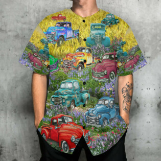 Truck Car Pickup Trucks This Is How I Roll In Flower Field - Baseball Jersey - Owl Ohh - Owl Ohh