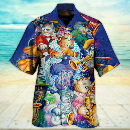 Cat Jazz Music Funny - Hawaiian Shirt - Owl Ohh - Owl Ohh