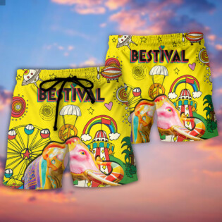 Music Bestival In My Heart Amazing Festival Colorful Style - Beach Short - Owl Ohh - Owl Ohh