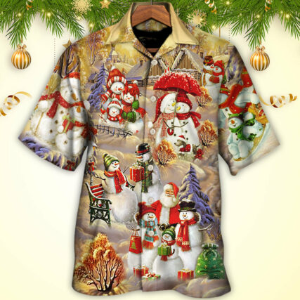 Christmas Snowman Couple Love Xmas Cool - Hawaiian Shirt - Owl Ohh - Owl Ohh