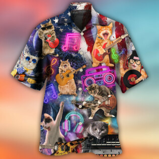 Cat Independence Day Cat Rocker Happy - Hawaiian Shirt - Owl Ohh - Owl Ohh