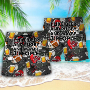 Beer I Like Beer And Rugby And Maybe 3 People - Beach Short - Owl Ohh - Owl Ohh