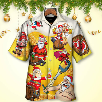 Christmas Santa Claus Drunk Beer Funny Troll Xmas - Hawaiian Shirt - Owl Ohh - Owl Ohh
