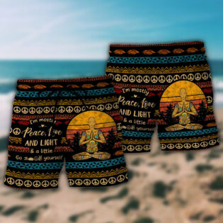 Yoga I'm Mostly Peace Love And Light A Little Go F Yourself For Man - Beach Short - Owl Ohh - Owl Ohh