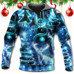 Christmas Deer Snow Man Tree Glow Light Style - Hoodie - Owl Ohh - Owl Ohh
