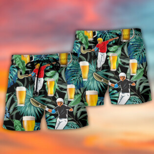Beer And Jai Alai Tropical Pattern - Beach Short - Owl Ohh - Owl Ohh