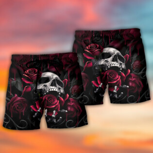 Skull Rose Blood Dark Screaming - Beach Short - Owl Ohh - Owl Ohh