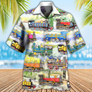 Train Watercolor Art Mountain - Hawaiian Shirt - Owl Ohh - Owl Ohh
