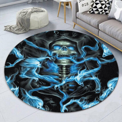 Skull Black Ground Thunder - Round Mat - Owl Ohh - Owl Ohh