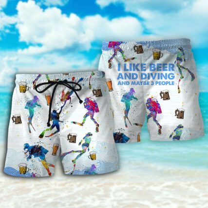 Diving I Like Beer And Diving - Beach Short - Owl Ohh - Owl Ohh