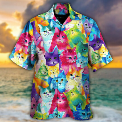 Cat Colorful Little Cute Kitten Happy Life - Hawaiian Shirt - Owl Ohh - Owl Ohh