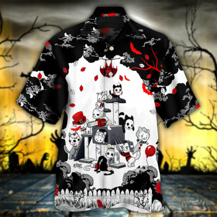 Halloween Cat Horror Kitten Cosplay - Hawaiian Shirt - Owl Ohh - Owl Ohh
