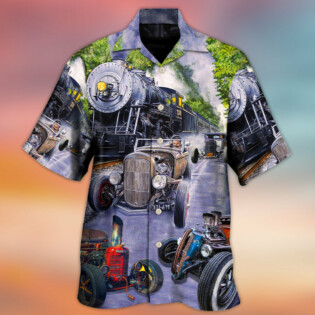 Hot Rod Racing Train Cool Art Style - Hawaiian Shirt - Owl Ohh - Owl Ohh