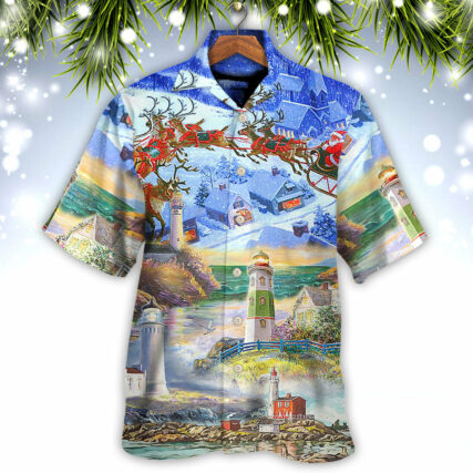 Lighthouse Christmas Santa Be A Lighthouse - Hawaiian Shirt - Owl Ohh - Owl Ohh