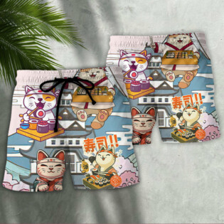 Cat Sushi Lovely - Beach Short - Owl Ohh - Owl Ohh