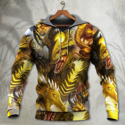 Dragon Gold Skull Lover Fight Art Style - Hoodie - Owl Ohh - Owl Ohh