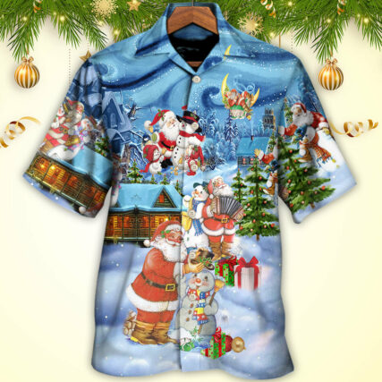 Christmas Santa And Snowman Best Friends - Hawaiian Shirt - Owl Ohh - Owl Ohh