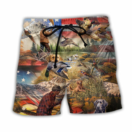 Hunting Independence Day Mallard Duck - Beach Short - Owl Ohh - Owl Ohh